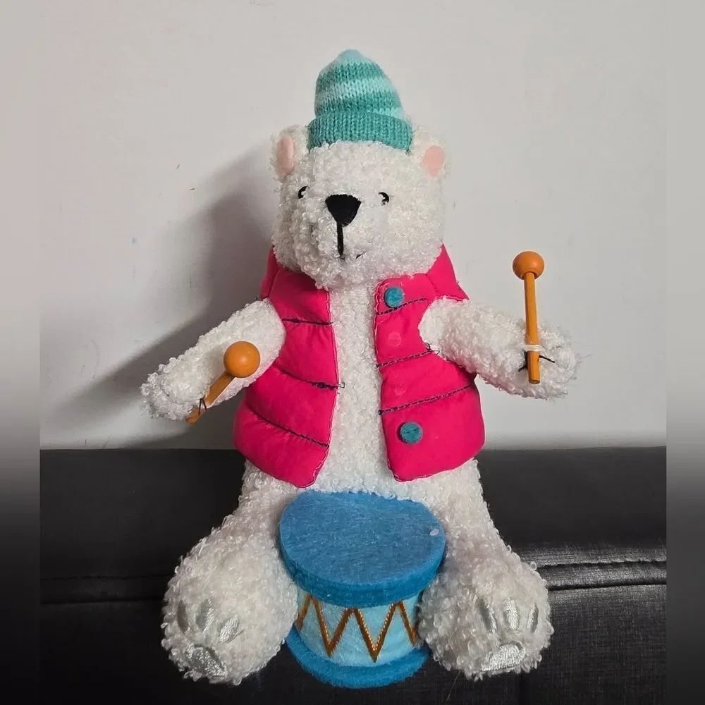 2024 Target Christmas Wondershop Fabric Polar Bear Drummer Figure, Nwt
